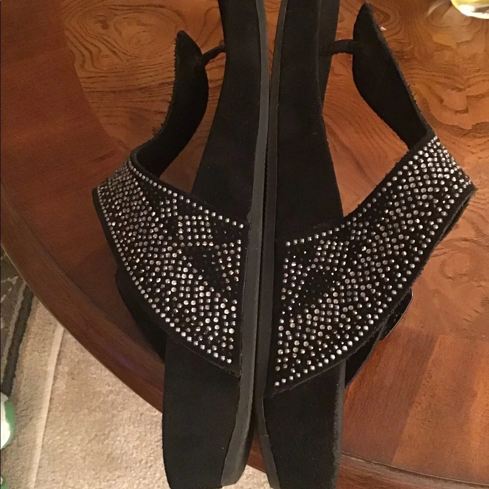 Thongs Pesaro black with rhinestones size 8 great shape